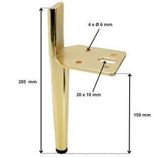 Noga meblowa Szpilka złoty chrom designerska nóżka 15 cm - 10