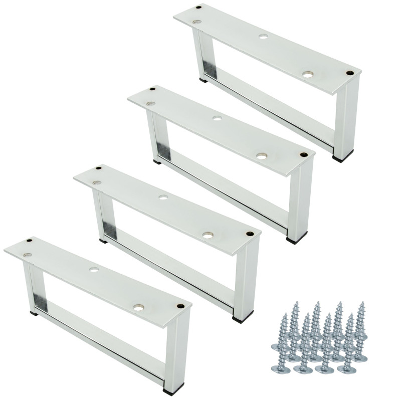 Zestaw 4 sztuk noga meblowa metalowa Ramka srebrny chrom 20 x 9 cm