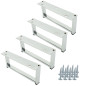 Zestaw 4 sztuk noga meblowa metalowa Ramka srebrny chrom 20 x 9 cm