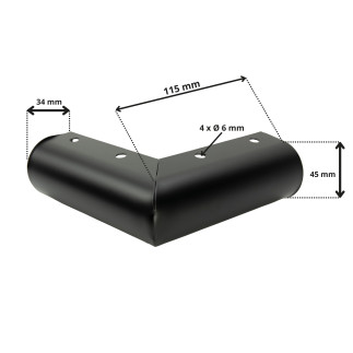 Nóżka meblowa Narożna stopka czarna wysokość 4,5 cm -4