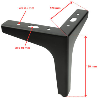 Zestaw 4 sztuk noga meblowa Kotwica czarny mat wysokość 13 cm