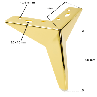 Zestaw 4 sztuk noga meblowa Gwiazda złoty chrom wysokość 13 cm