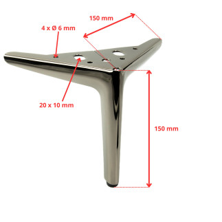 Zestaw 4 sztuk noga meblowa Kotwica Elegant czarny chrom wysokość 15 cm