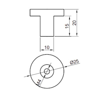 Gałka meblowa okrągła czarna metalowa 2,5 cm