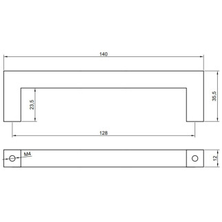 Uchwyt meblowy klasyczny 128 mm srebrny