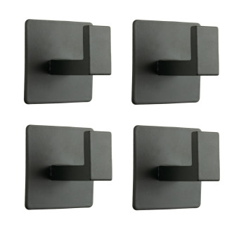 Zestaw 4 wieszaków łazienkowych haczyk samoprzylepny czarny metalowy
