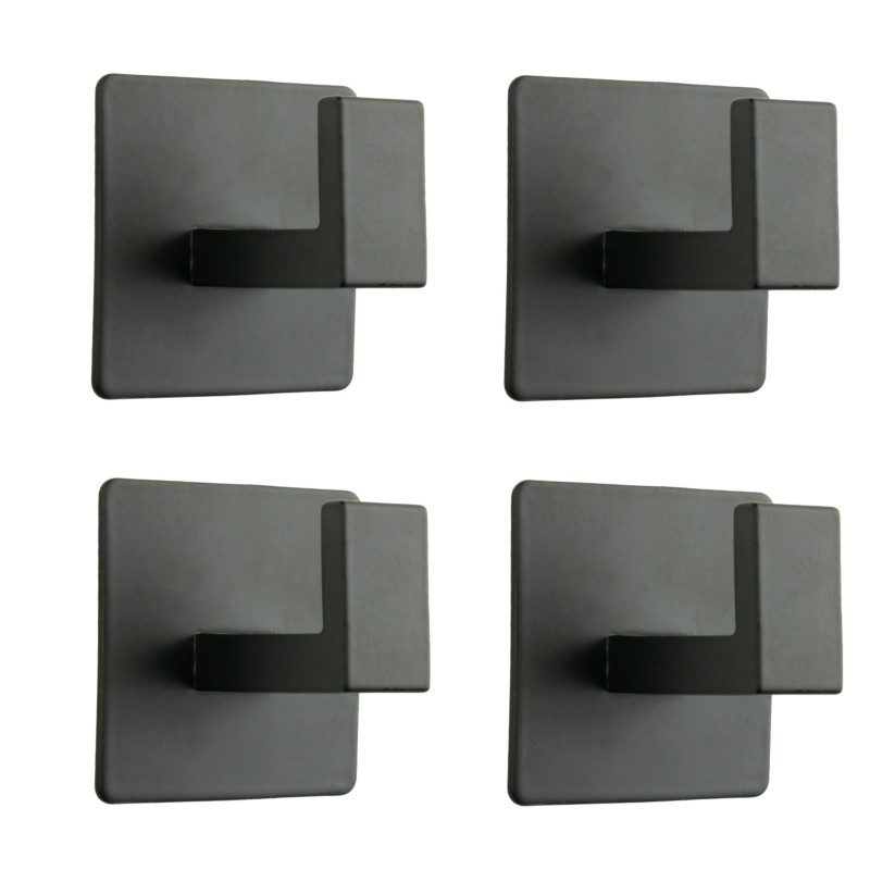 Zestaw 4 wieszaków łazienkowych haczyk samoprzylepny czarny metalowy