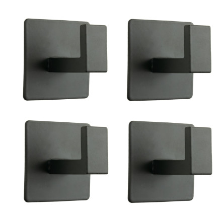 Zestaw 4 wieszaków łazienkowych haczyk samoprzylepny czarny metalowy