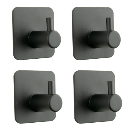 Zestaw 4 Wieszaków łazienkowych, haczyk samoprzylepny czarny metalowy
