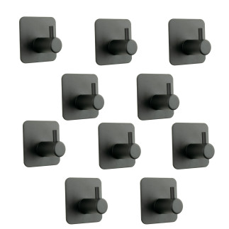 Zestaw 10 Wieszaków łazienkowych, haczyk samoprzylepny czarny metalowy