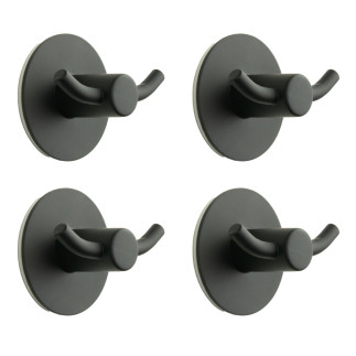 Zestaw 4 Wieszaków łazienkowych, ścienny okrągły samoprzylepny czarny