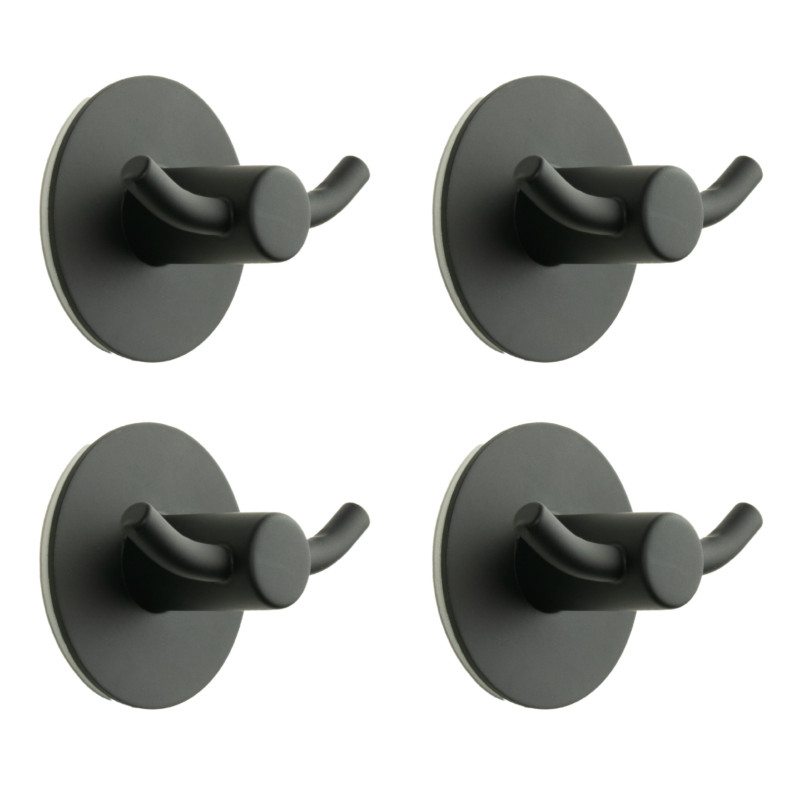 Zestaw 4 Wieszaków łazienkowych, ścienny okrągły samoprzylepny czarny