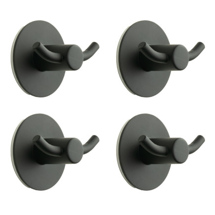 Zestaw 4 Wieszaków łazienkowych, ścienny okrągły samoprzylepny czarny