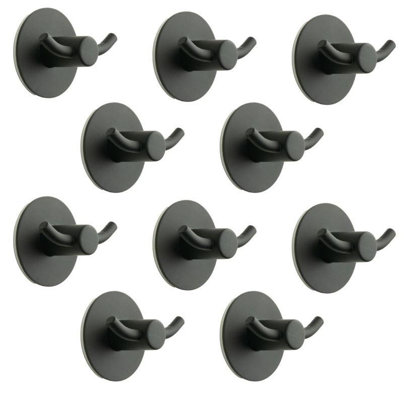 Zestaw 10 Wieszaków łazienkowych, ścienny okrągły samoprzylepny czarny