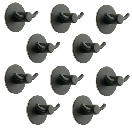 Zestaw 10 Wieszaków łazienkowych, ścienny okrągły samoprzylepny czarny