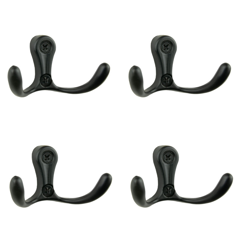 Zestaw 4 Wieszaków ściennych, łazienkowy przykręcany metalowy czarny