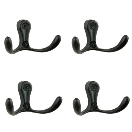 Zestaw 4 Wieszaków ściennych, łazienkowy przykręcany metalowy czarny