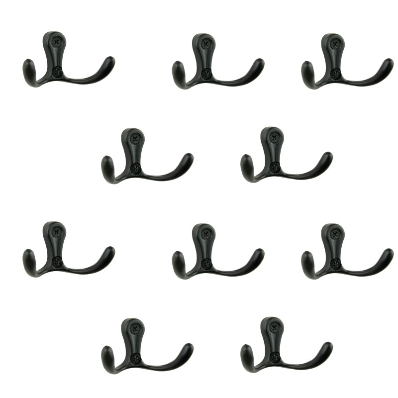 Zestaw 10 Wieszaków ściennych, łazienkowy przykręcany metalowy czarny