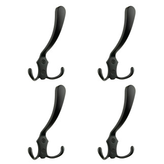 Zestaw 4 Wieszaków na ubrania haczyk łazienkowy metalowy czarny