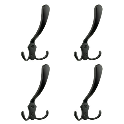 Zestaw 4 Wieszaków na ubrania haczyk łazienkowy metalowy czarny