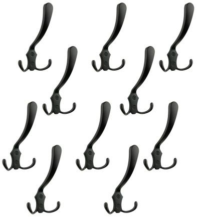 Zestaw 10 Wieszaków na ubrania haczyk łazienkowy metalowy czarny