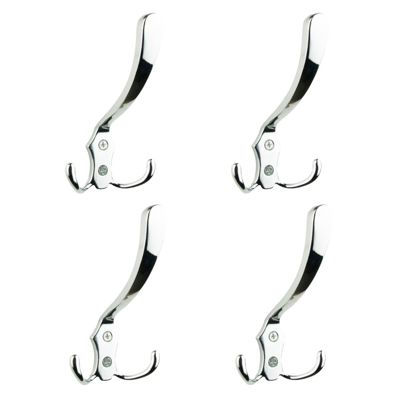Zestaw 4 Wieszaków łazienkowych, srebrny na ubrania metalowy