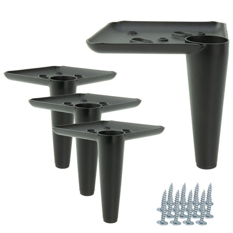 Zestaw 4 x Noga meblowa Szpilka czarny mat wysokość 10 cm Zestaw 4 x Noga meblowa Szpilka czarny mat wysokość 10 cm