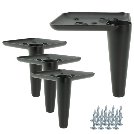 Zestaw 4 x Noga meblowa Szpilka czarny mat wysokość 10 cm