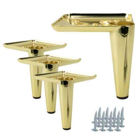 Zestaw 4x Noga meblowa Szpilka złoty jasny chrom wysokość 10 cm