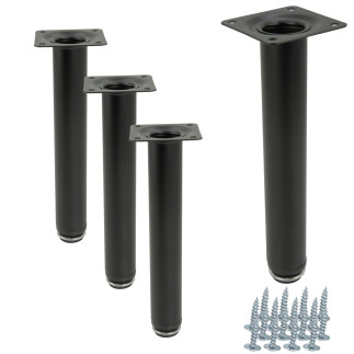 Zestaw 4 x Noga meblowa Prosta czarna wysokość 20 cm regulowana wysokość