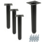 Zestaw 4 x Noga meblowa Prosta czarna wysokość 20 cm regulowana wysokość