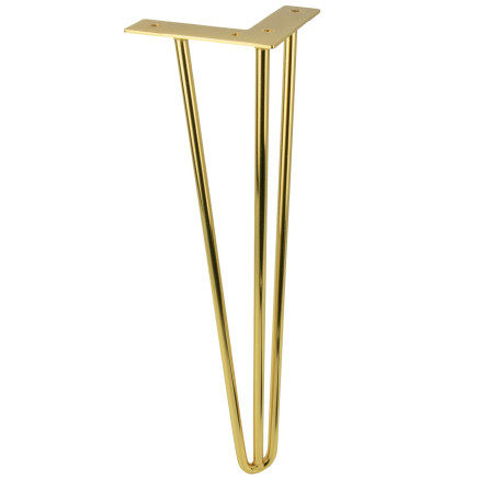 Noga meblowa Hairpin złota połysk wysokość 41 cm do stolika 3 pręty 10mm