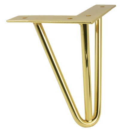 Nóżka meblowa typu Hairpin, wysokość 15 cm 3 pręty kolor złoty chrom