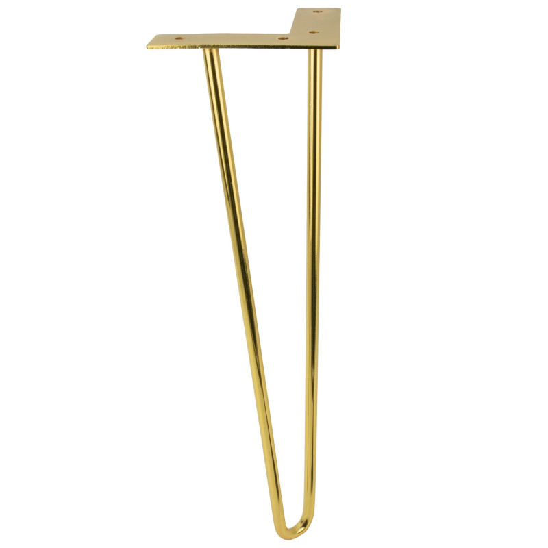 Nóżka meblowa typu Hairpin legs wysokość 41 cm 2 pręty kolor złoty chrom