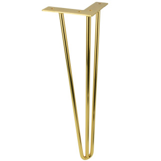 Zestaw 3 nóżek meblowych Hairpin legs złoty połysk wysokość 41cm do stolika