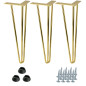 Zestaw 3 nóżek meblowych Hairpin legs złoty połysk wysokość 41cm do stolika Zestaw 3 nóżek meblowych Hairpin legs złoty połysk wysokość 41cm do stolika
