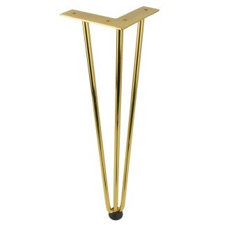 Zestaw 4 nóżek meblowych Hairpin legs złoty połysk wysokość 41cm do stolika