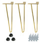 Zestaw 3 nóżek meblowych Hairpin legs złoty połysk wysokość 41cm 2 pręty Zestaw 3 nóżek meblowych Hairpin legs złoty połysk wysokość 41cm 2 pręty
