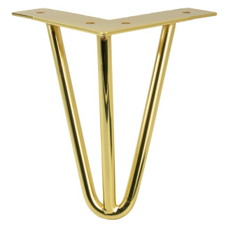 Zestaw 4 nóżek meblowych Hairpin legs złoty połysk wysokość 15 cm