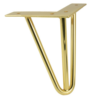 Zestaw 4 nóżek meblowych Hairpin legs złoty połysk wysokość 15 cm