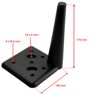 Zestaw 4 sztuk noga meblowa Szpilka czarny mat wysokość 17 cm