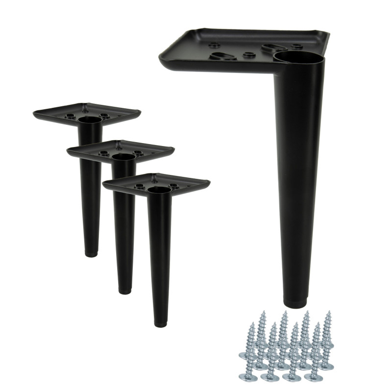 Zestaw 4 sztuk noga meblowa Szpilka czarny mat wysokość 17 cm
