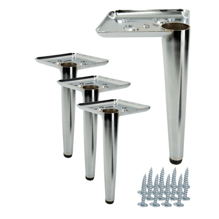 Zestaw 4 sztuk noga meblowa Szpilka srebrny chrom wysokość 17 cm