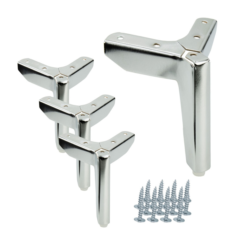 Zestaw 4 sztuk noga meblowa Kotwica Loft srebrny chrom wysokość 12 cm Zestaw 4 sztuk noga meblowa Kotwica Loft srebrny chrom wysokość 12 cm