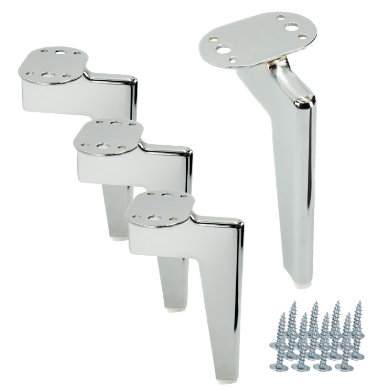 Zestaw 4 sztuk noga meblowa Loft srebrny chrom wysokość 15 cm Zestaw 4 sztuk noga meblowa Loft srebrny chrom wysokość 15 cm