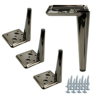 Zestaw 4 nóżek meblowych Szpilka czarny chrom wysokość 15 cm