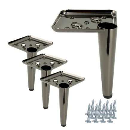 Zestaw 4 nóżek meblowych Szpilka czarny chrom wysokość 13 cm