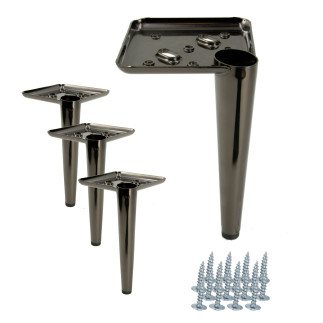 Zestaw 4 nóżek meblowych Szpilka czarny chrom wysokość 17 cm