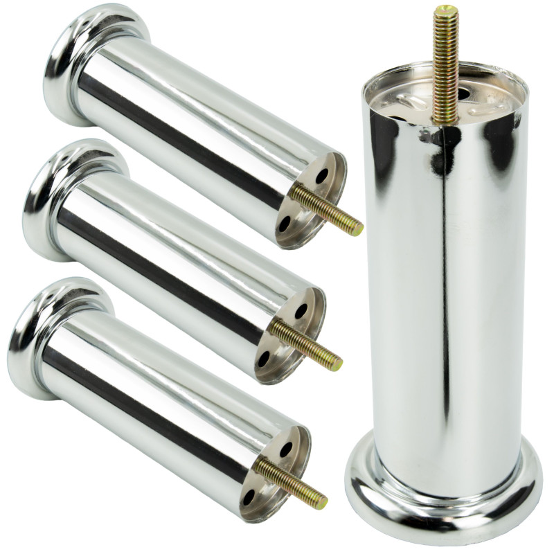 Zestaw 4 sztuk noga meblowa Prosta srebrny chrom wysokość 15 cm Zestaw 4 sztuk noga meblowa Prosta srebrny chrom wysokość 15 cm