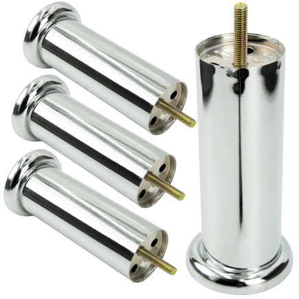 Zestaw 4 sztuk noga meblowa Prosta srebrny chrom wysokość 15 cm